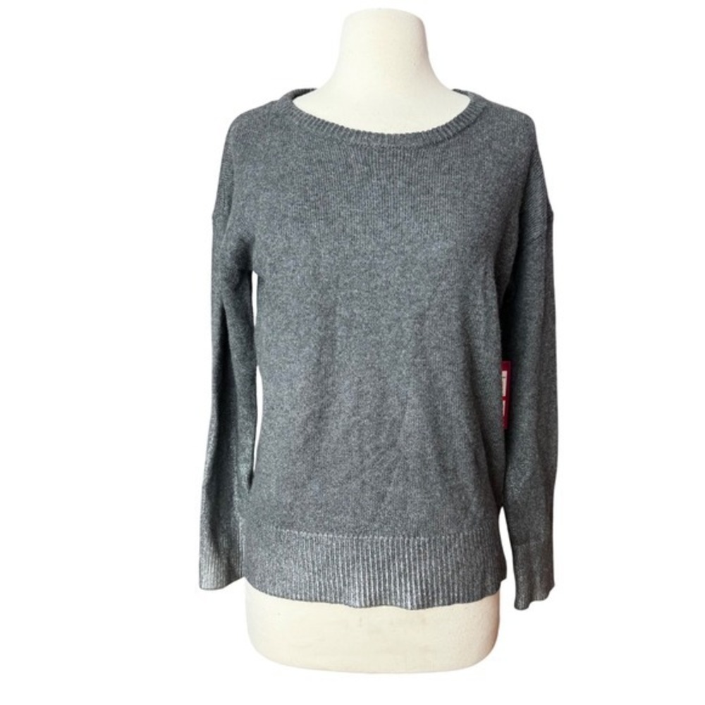 NWT XS Vince Camuto Grey Ombre Foil Pullover Sweater Minimalist Monochrome